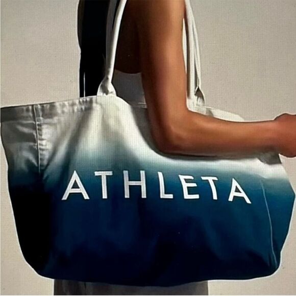 ATHLETA | Blue White Ombré Large Tote Bag Beach Vacation Gym - Picture 1 of 7